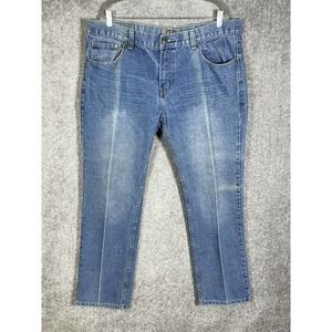 River Rock Straight Leg Jeans Mens 40x32 Blue Denim Pockets Cotton‎ Polyester